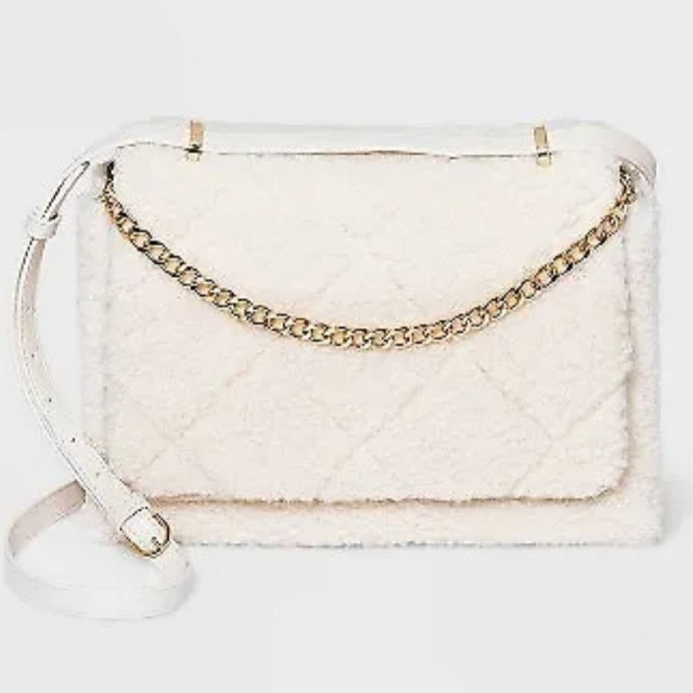 Quilted Top Handle Satchel Handbag - A New Day Ivory
